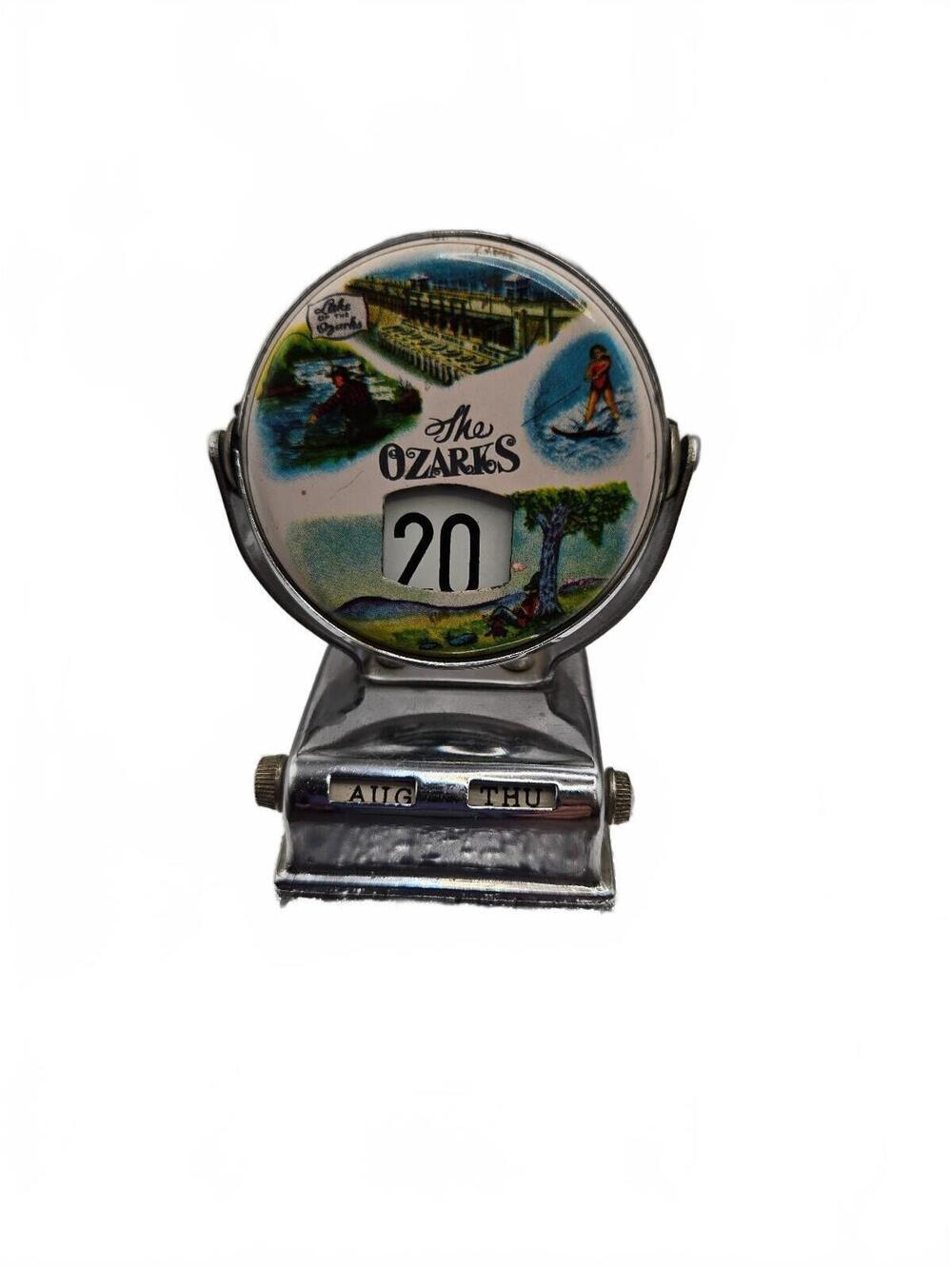 Vintage 1950s Flip Desk Perpetual Calendar, Missouri Ozarks Souvenir Works great